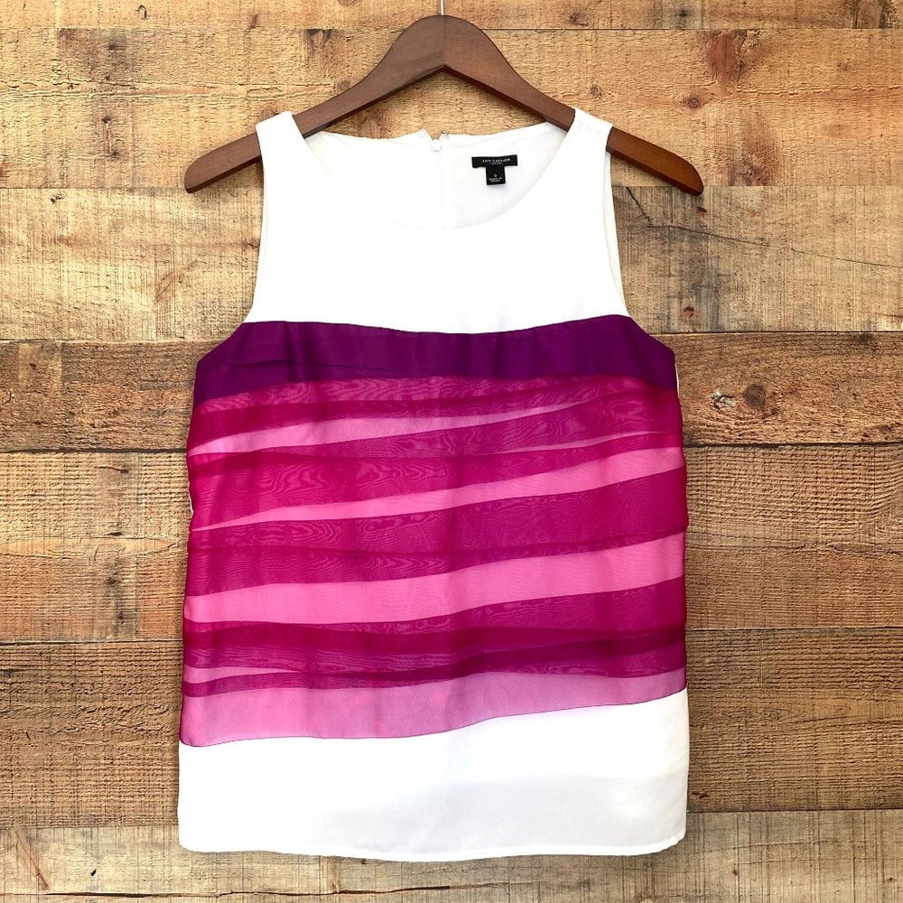 Ann Taylor Womens Tank Top Sleeveless Sheer Detail